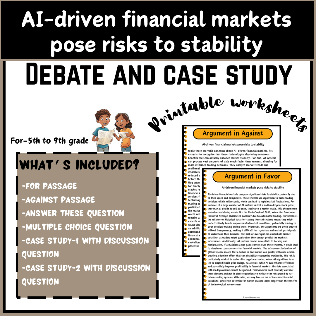 AI-driven financial markets pose risks to stability | Debate Case Study Worksheet