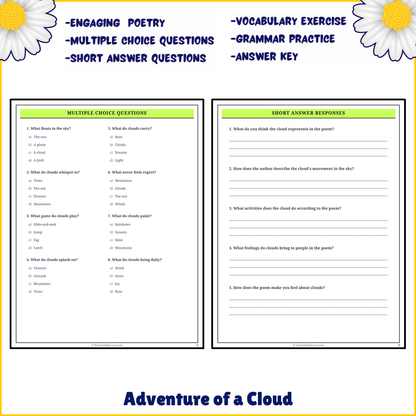 Adventure of a Cloud | Poem Grammar Worksheet Printable Activity