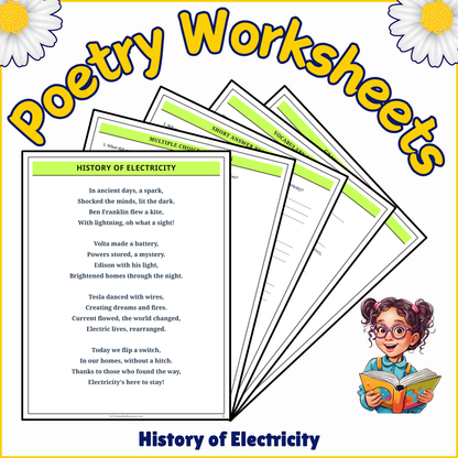 History of Electricity | Poem Grammar Worksheet Printable Activity