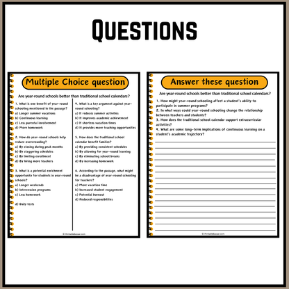 Are year-round schools better than traditional school calendars? | Debate Case Study Worksheet