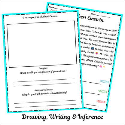 Albert Einstein | Short Reading Comprehension Creative Worksheet