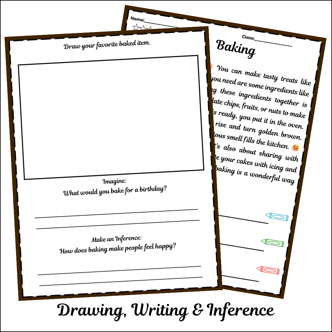 Baking | Short Reading Comprehension Creative Worksheet