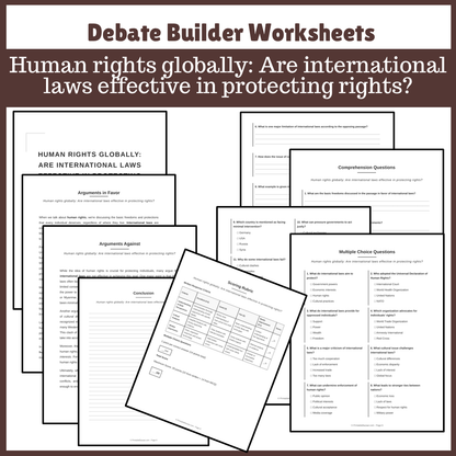 Human rights globally: Are international laws effective in protecting rights? | Favour and Against Worksheet Printable Activity