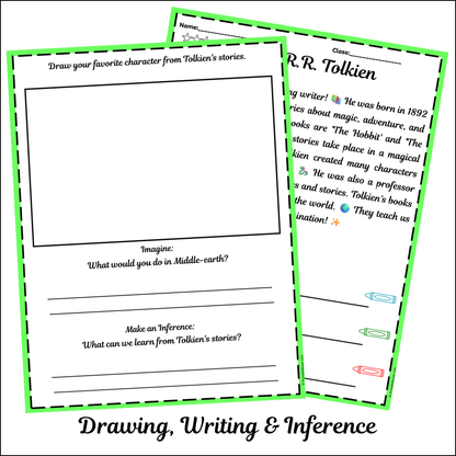 J.R.R. Tolkien | Short Reading Comprehension Creative Worksheet