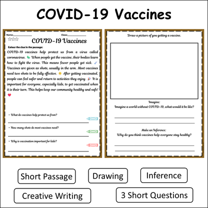 COVID-19 Vaccines | Short Reading Comprehension Creative Worksheet