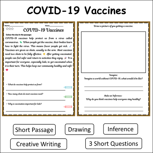 COVID-19 Vaccines | Short Reading Comprehension Creative Worksheet