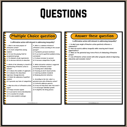 Is affirmative action still relevant in addressing inequality? | Debate Case Study Worksheet