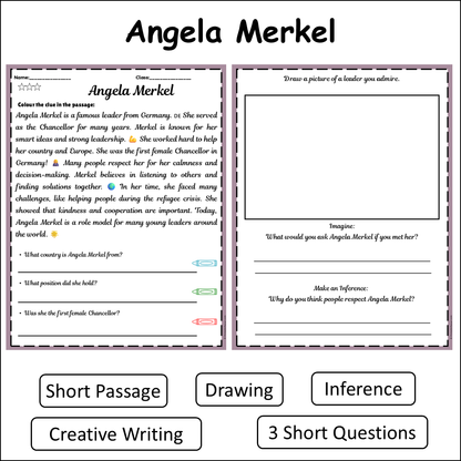 Angela Merkel | Short Reading Comprehension Creative Worksheet