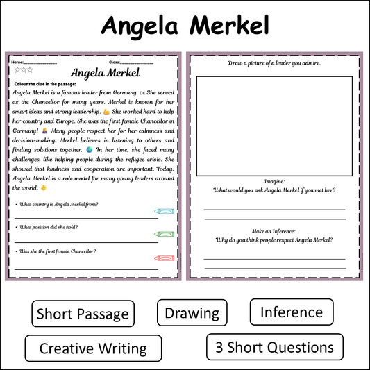Angela Merkel | Short Reading Comprehension Creative Worksheet