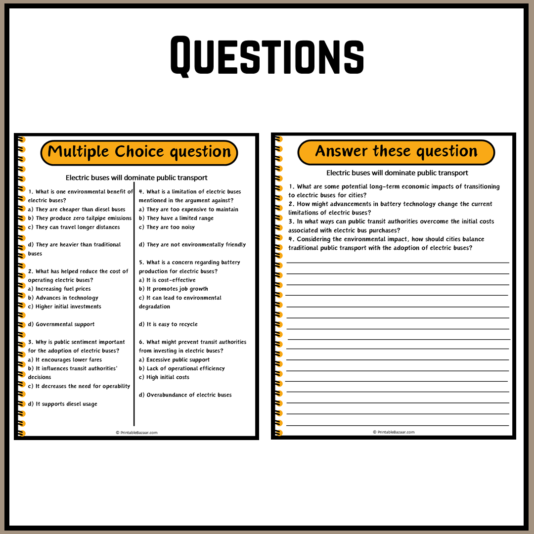 Electric buses will dominate public transport | Debate Case Study Worksheet