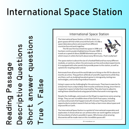 International Space Station | Reading Comprehension Passage Printable Worksheet