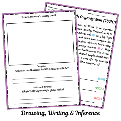 World Health Organization (WHO) | Short Reading Comprehension Creative Worksheet