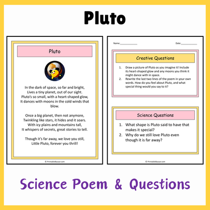 Pluto | Science Poem Reading Comprehension Activity