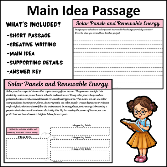 Solar Panels and Renewable Energy | Main Idea and Supporting Details Reading Passage and Questions