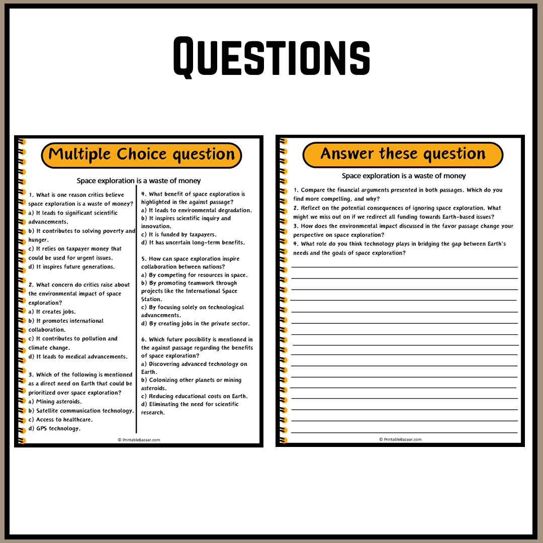 Space exploration is a waste of money | Debate Case Study Worksheet