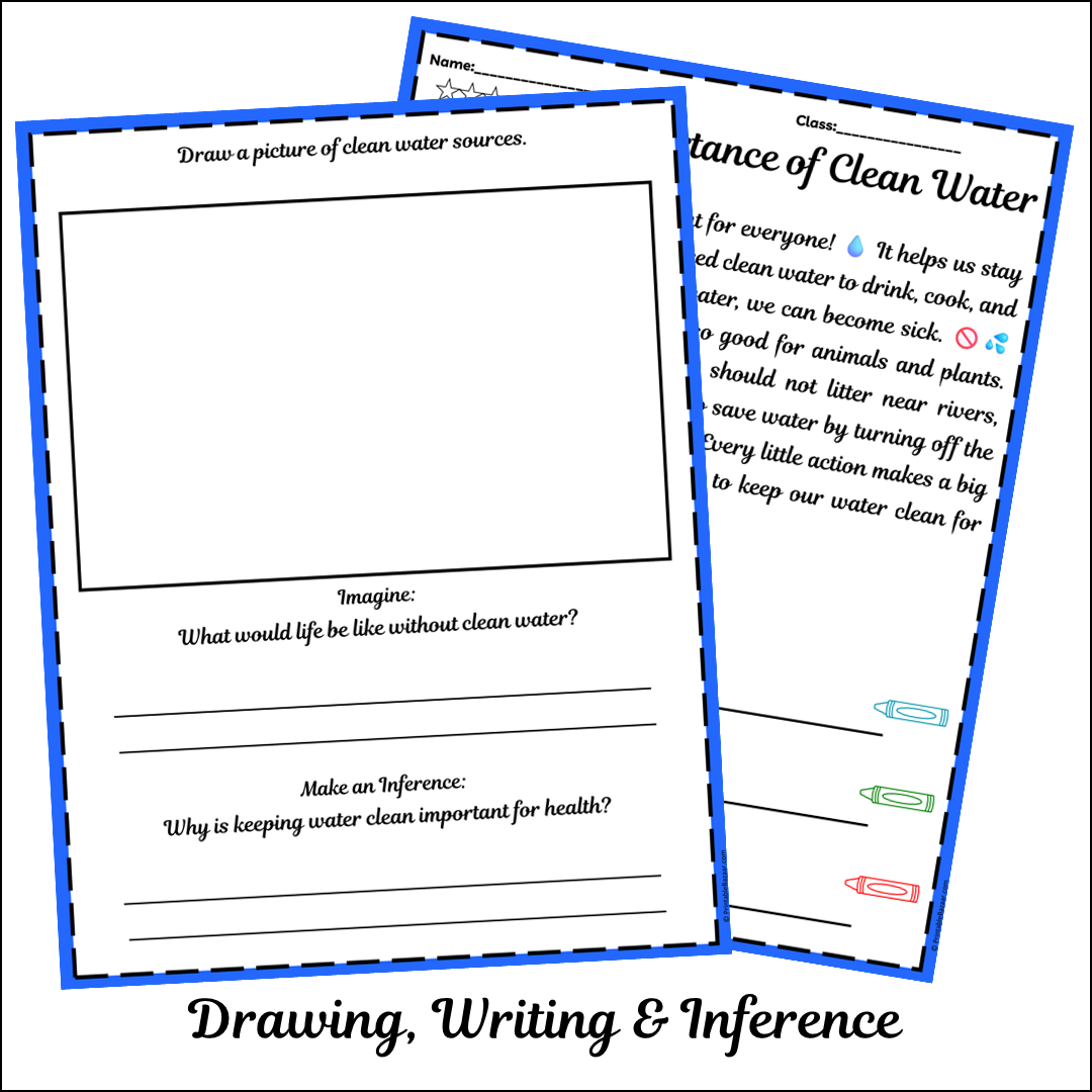 The Importance of Clean Water | Short Reading Comprehension Creative Worksheet