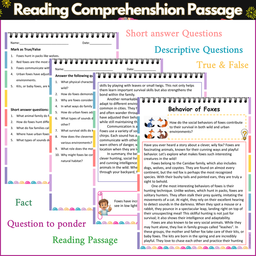 Behavior of Foxes | Reading Comprehension Passage and Questions