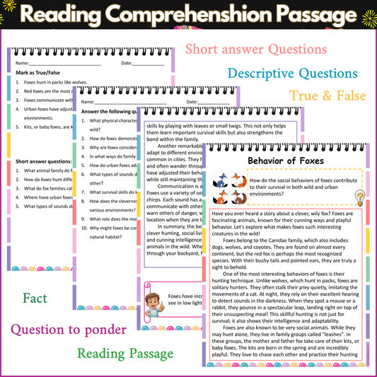Behavior of Foxes | Reading Comprehension Passage and Questions