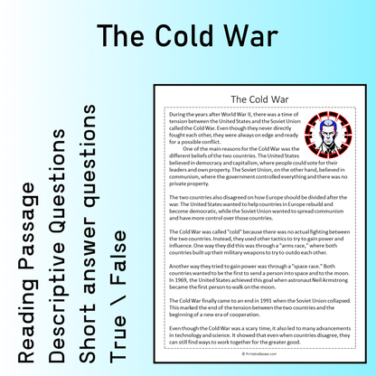 The Cold War | Reading Comprehension Passage Printable Worksheet