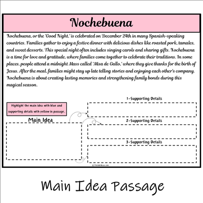 Nochebuena | Main Idea and Supporting Details Reading Passage and Questions