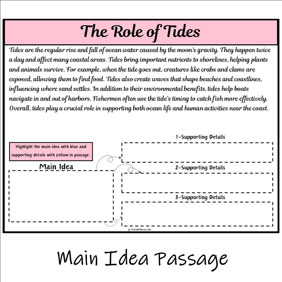 The Role of Tides | Main Idea and Supporting Details Reading Passage and Questions