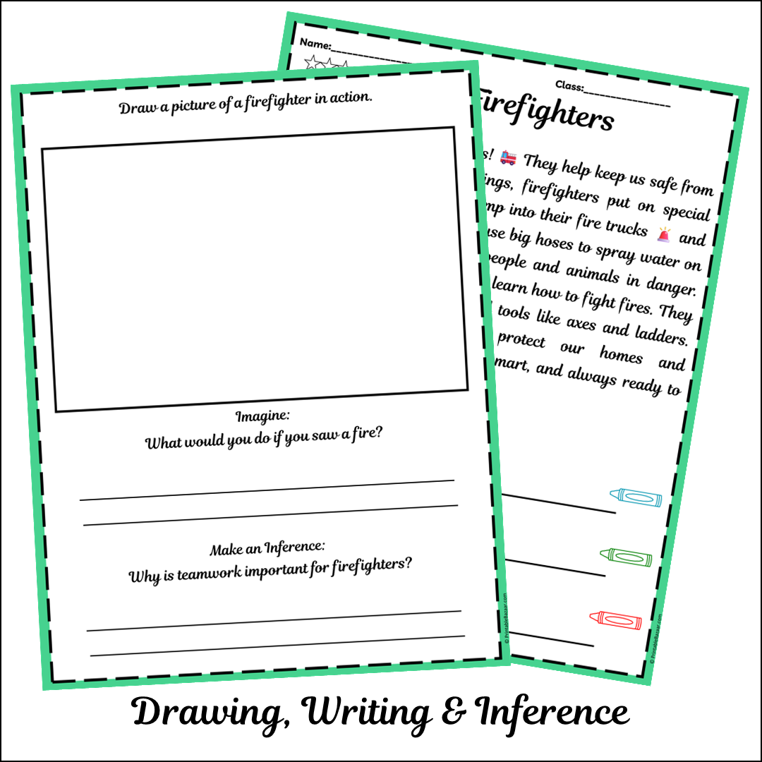 Firefighters | Short Reading Comprehension Creative Worksheet