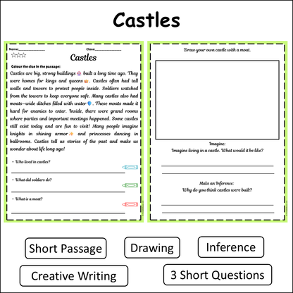 Castles | Short Reading Comprehension Creative Worksheet