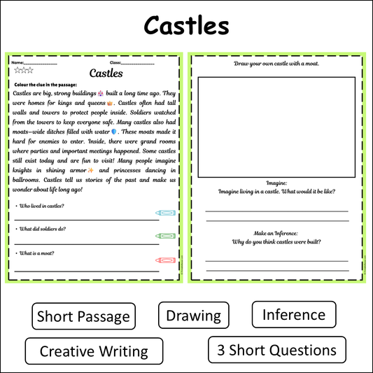 Castles | Short Reading Comprehension Creative Worksheet