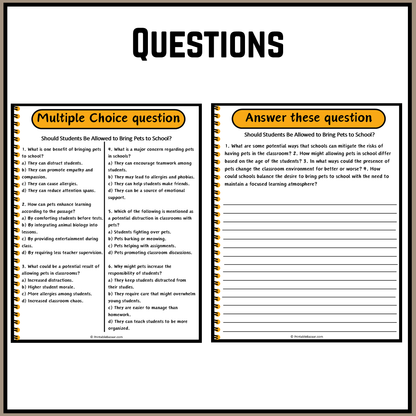 Should Students Be Allowed to Bring Pets to School? | Debate Case Study Worksheet