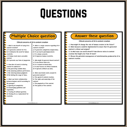 Ethical concerns of AI in content creation | Debate Case Study Worksheet