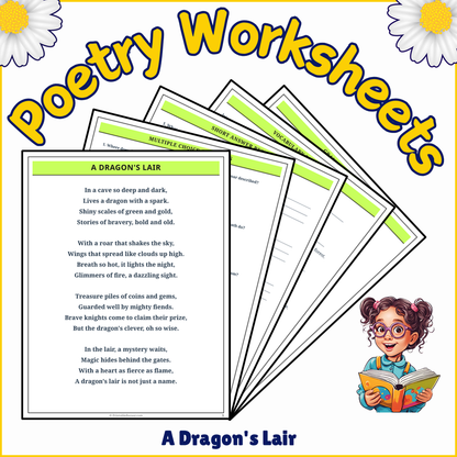 A Dragon's Lair | Poem Grammar Worksheet Printable Activity