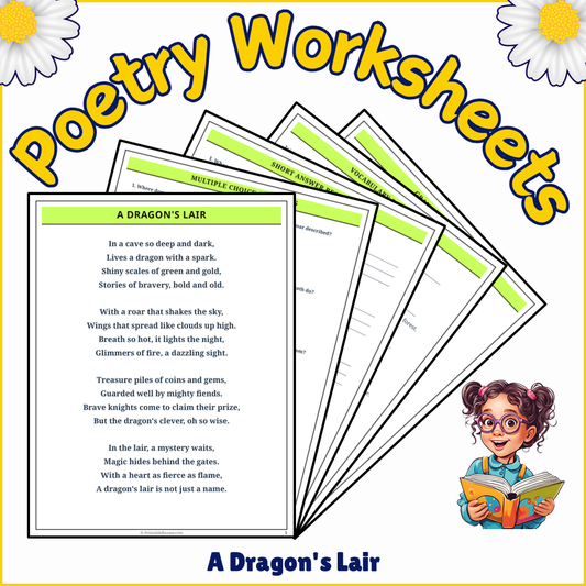 A Dragon's Lair | Poem Grammar Worksheet Printable Activity