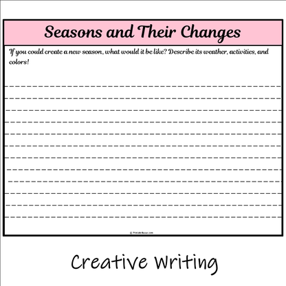 Seasons and Their Changes | Main Idea and Supporting Details Reading Passage and Questions