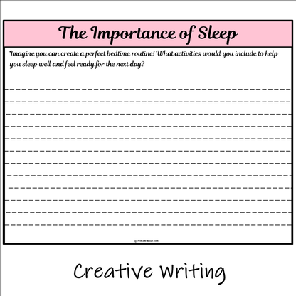 The Importance of Sleep | Main Idea and Supporting Details Reading Passage and Questions