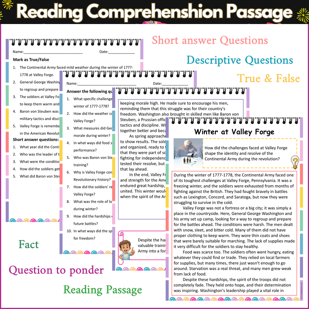 Winter at Valley Forge | Reading Comprehension Passage and Questions