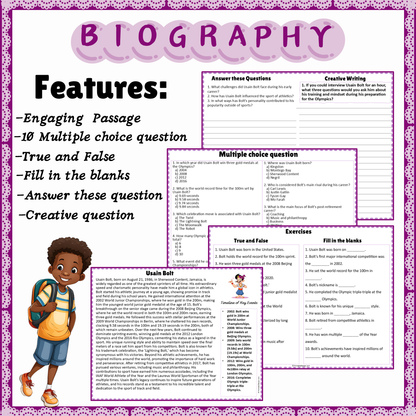 Usain Bolt | Biography Reading Comprehension and Questions Worksheet