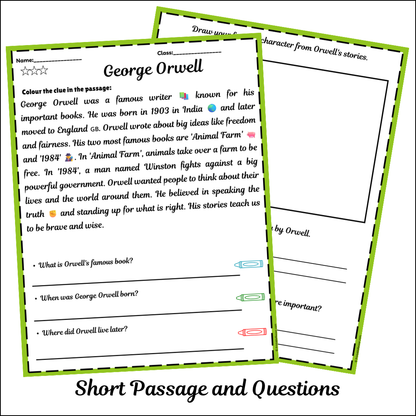 George Orwell | Short Reading Comprehension Creative Worksheet
