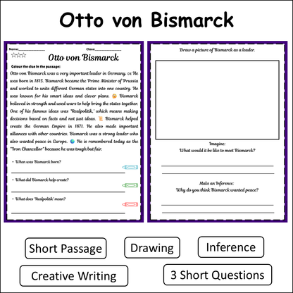 Otto von Bismarck | Short Reading Comprehension Creative Worksheet
