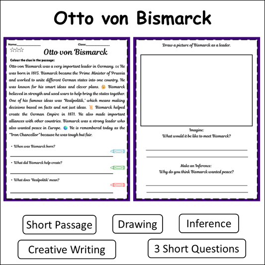 Otto von Bismarck | Short Reading Comprehension Creative Worksheet
