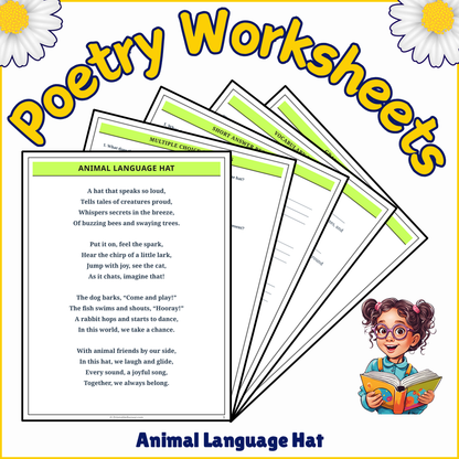 Animal Language Hat | Poem Grammar Worksheet Printable Activity