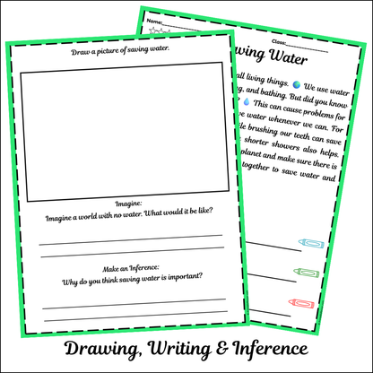 Saving Water | Short Reading Comprehension Creative Worksheet