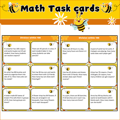 Division within 100 | Math Task Cards