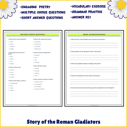 Story of the Roman Gladiators | Poem Grammar Worksheet Printable Activity