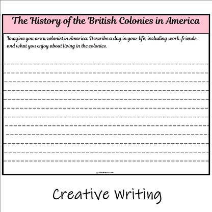 The History of the British Colonies in America | Main Idea and Supporting Details Reading Passage and Questions