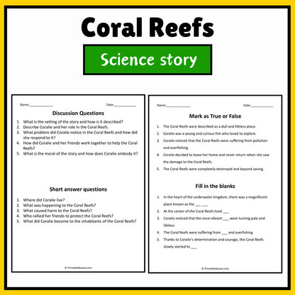 Coral Reefs | Science Story Reading Comprehension Activity