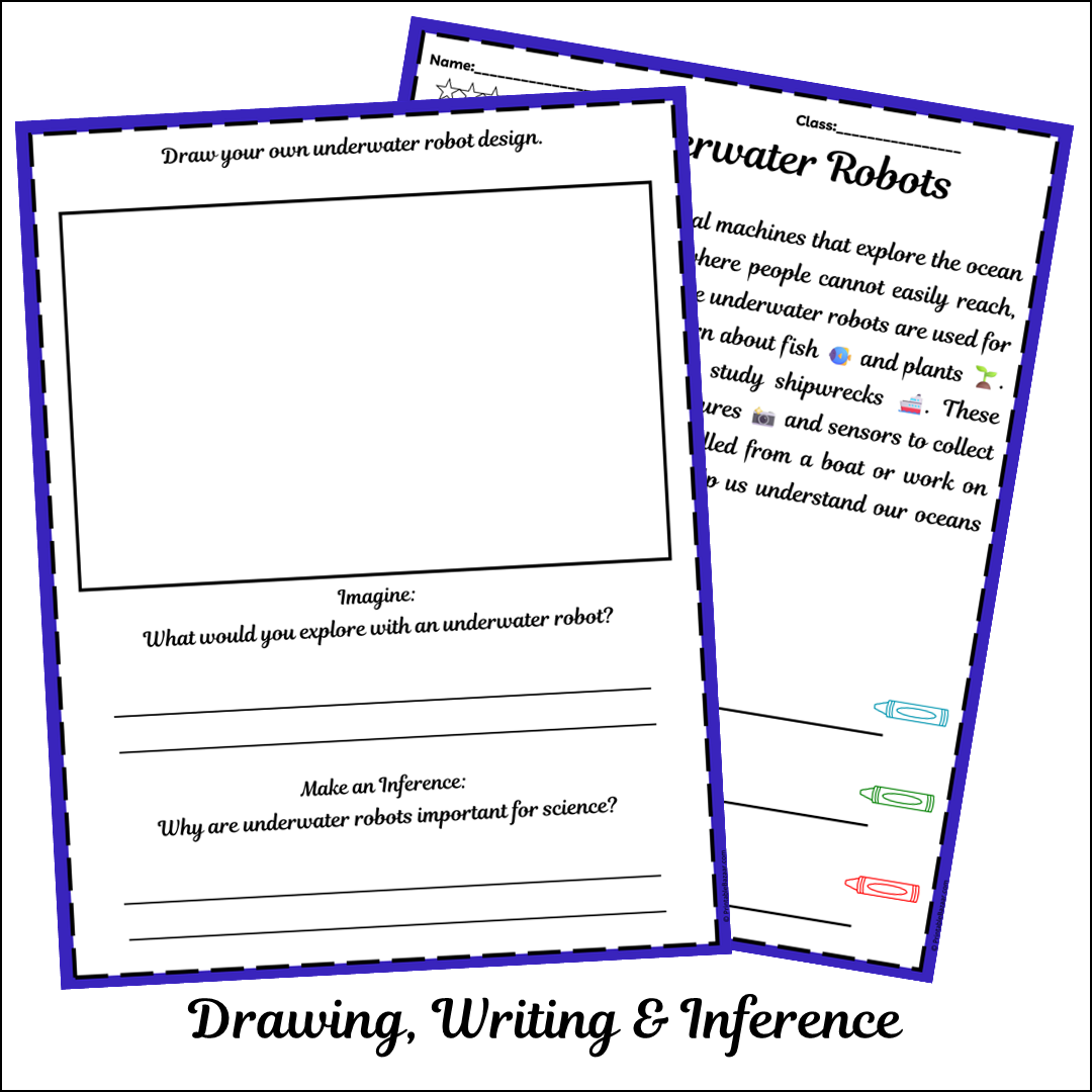 Underwater Robots | Short Reading Comprehension Creative Worksheet