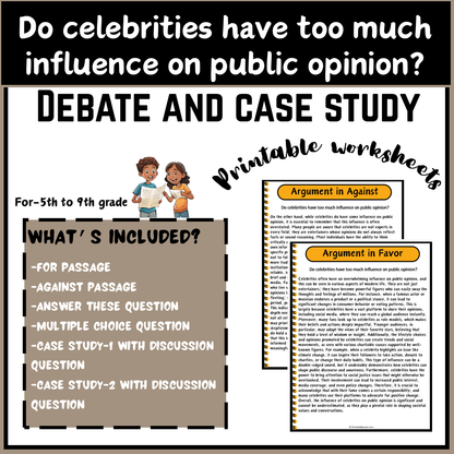 Do celebrities have too much influence on public opinion? | Debate Case Study Worksheet