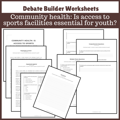 Community health: Is access to sports facilities essential for youth? | Favour and Against Worksheet Printable Activity