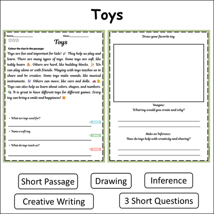 Toys | Short Reading Comprehension Creative Worksheet