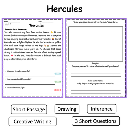 Hercules | Short Reading Comprehension Creative Worksheet